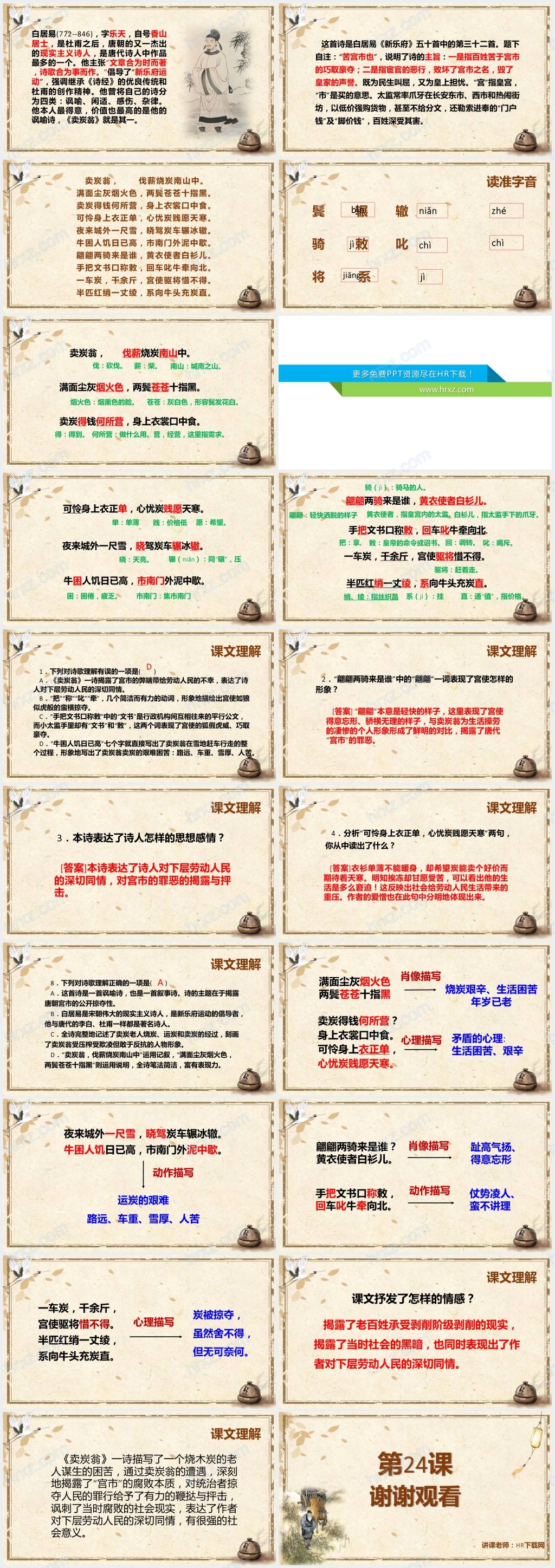 人教版卖炭翁PPT免费下载