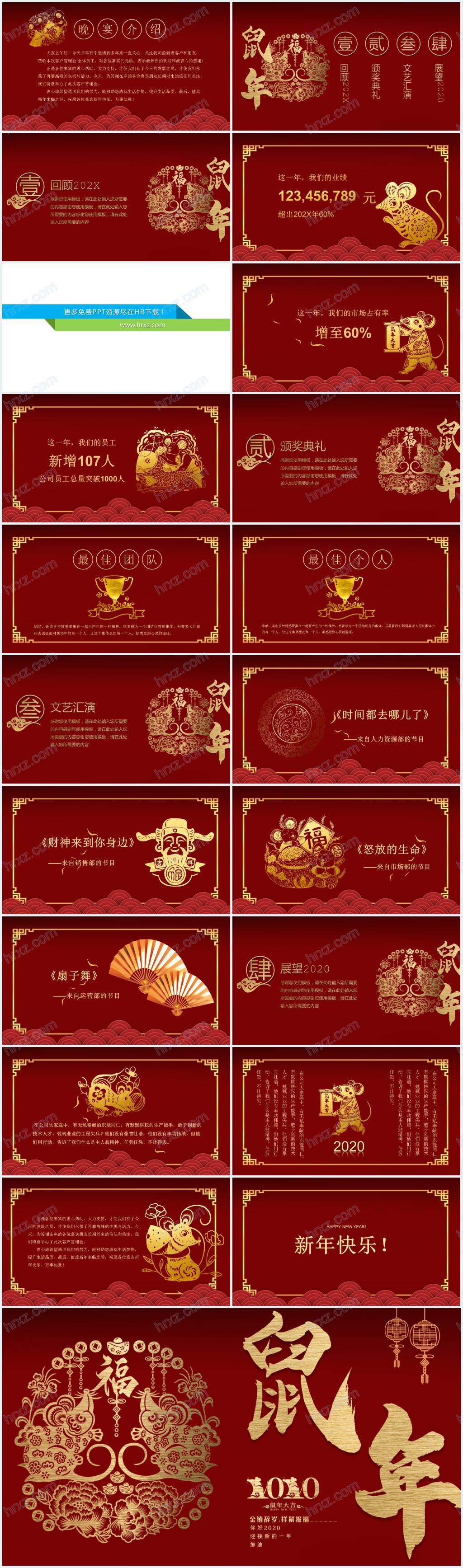 2020鼠年红色简洁高端PPT模板 2020鼠年红色简洁高端PPT模板