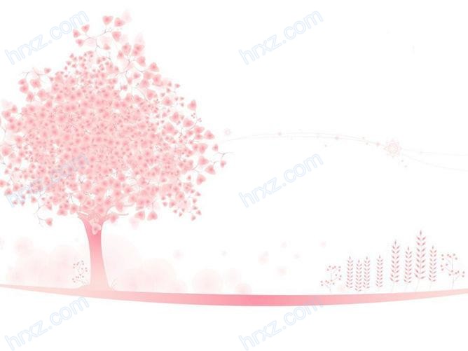 淡雅粉色小树PPT背景素材截图