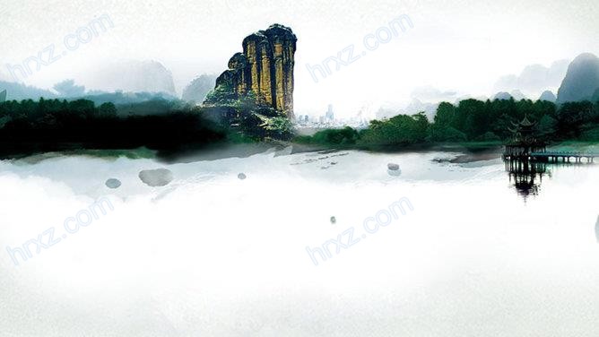 水墨山水画中国风PPT背景图片截图