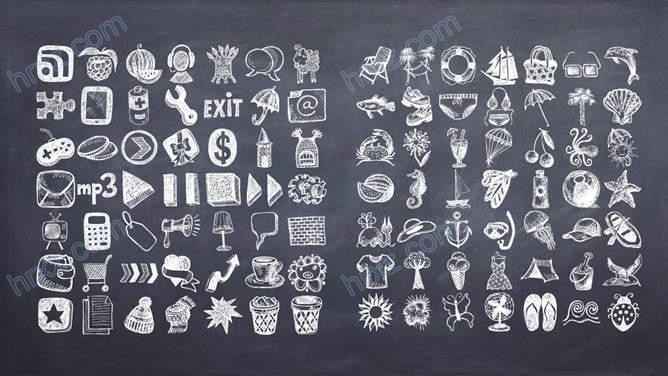 黑板粉笔字PPT小图标素材 黑板粉笔字PPT小图标素材