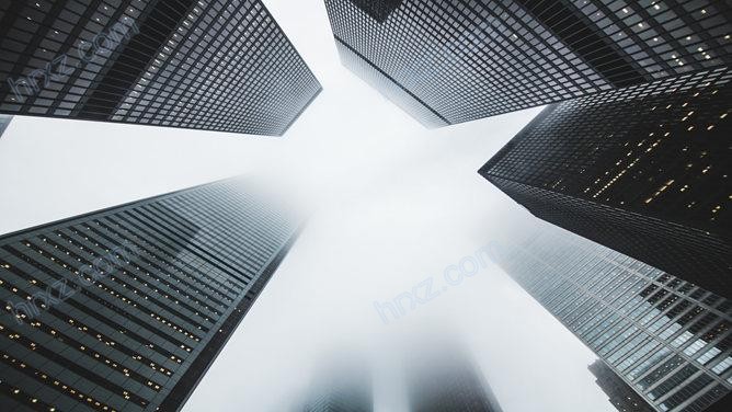 国外办公楼仰视图PPT背景图片 国外办公楼仰视图PPT背景图片