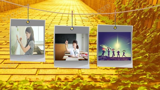 秋季落叶动态致青春纪念相册PPT模板 秋季落叶动态致青春纪念相册PPT模板