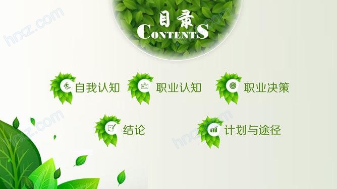 清新绿叶职业生涯规划PPT模板 清新绿叶职业生涯规划PPT模板