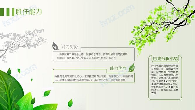 清新绿叶职业生涯规划PPT模板 清新绿叶职业生涯规划PPT模板