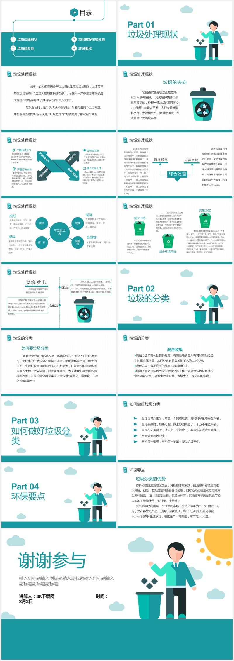 简洁的垃圾分类PPT课件 简洁的垃圾分类PPT课件