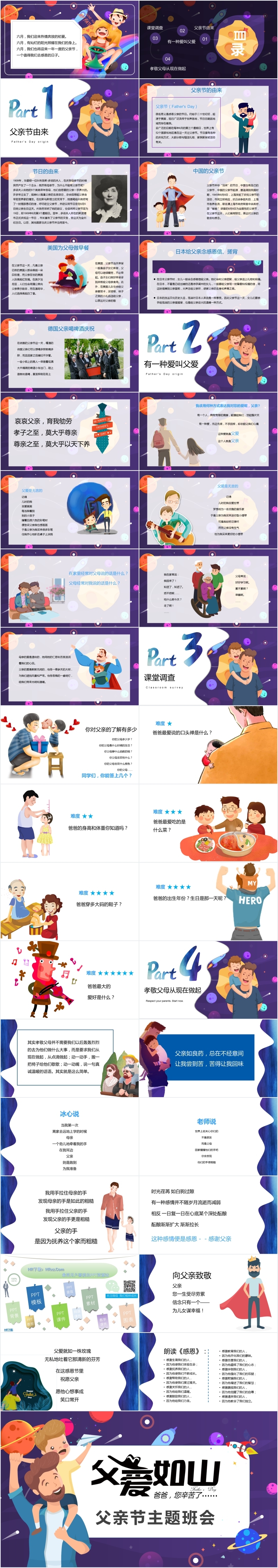 一年级父亲节PPT模板套用 一年级父亲节PPT模板套用