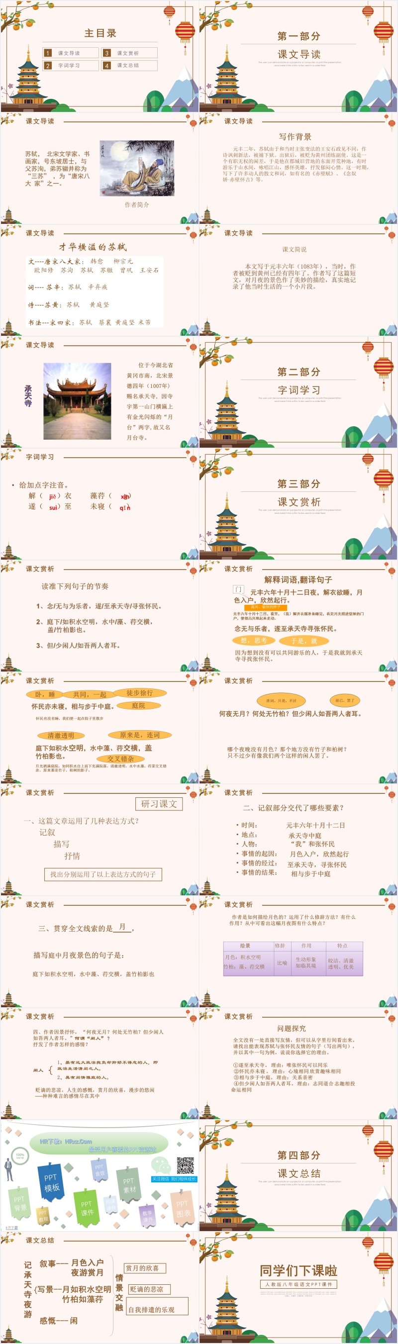 人教版语文课件记承天诗夜游PPT课件 人教版语文课件记承天诗夜游PPT课件