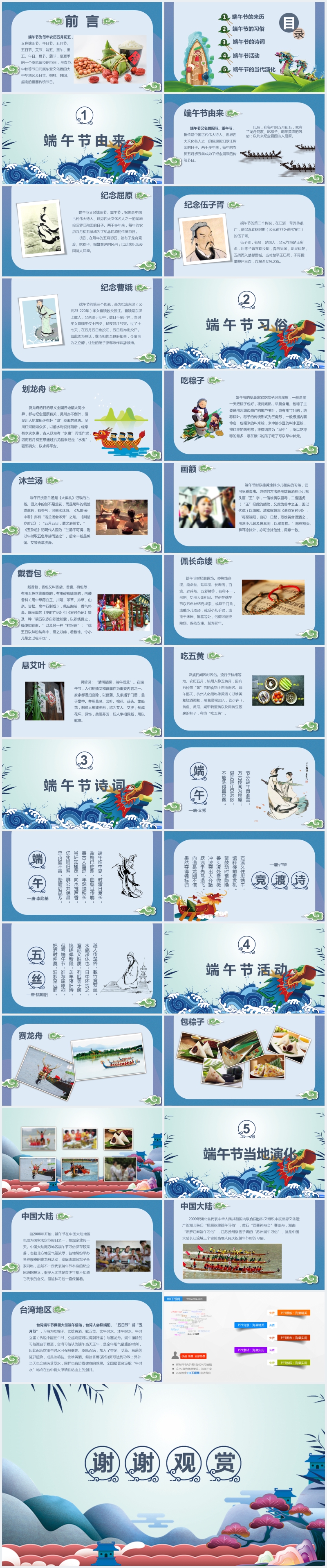 端午节传统文化遗产介绍PPT模板 端午节传统文化遗产介绍PPT模板