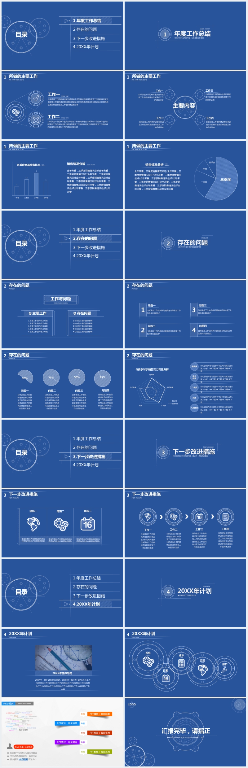 蓝色个人实习转正年度工作总结报告PPT模板 蓝色个人实习转正年度工作总结报告PPT模板