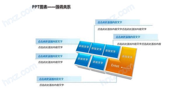 键盘样式强调关系PPT图表截图