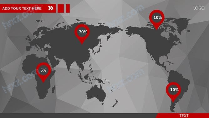 灰红配色大气PPT世界地图图表素材截图