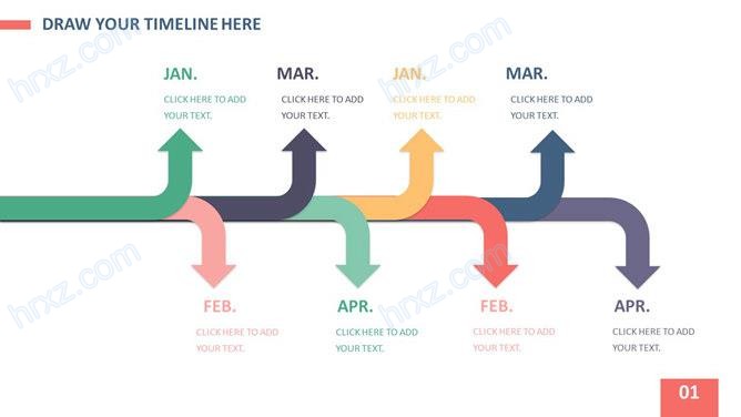 彩色箭头PPT时间轴图表截图