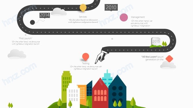 创意公路大事记时间轴PPT图表 创意公路大事记时间轴PPT图表