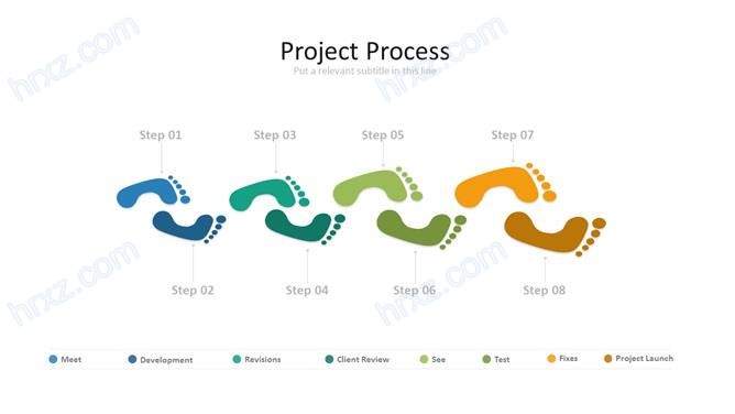 创意脚印步骤流程图PPT图形截图