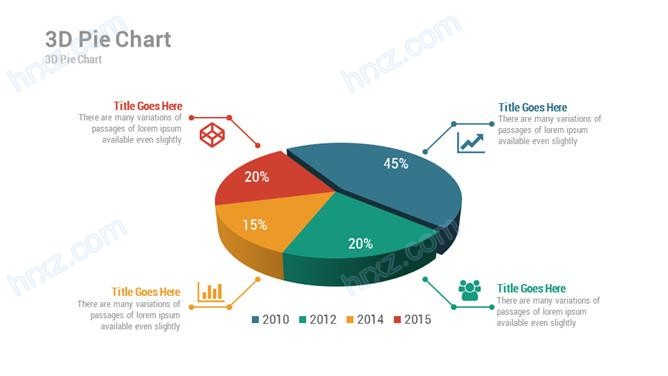 绚丽3d立体PPT饼状图模板素材截图