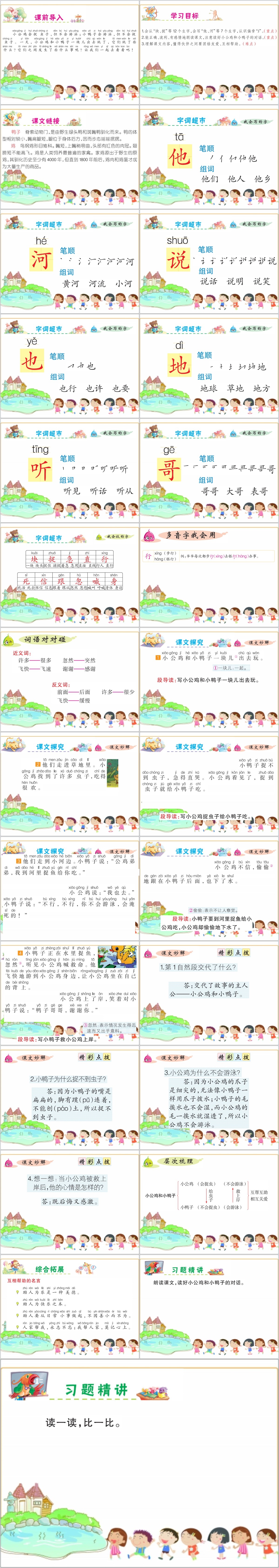 一年级下册语文小公鸡和小鸭子PPT课件