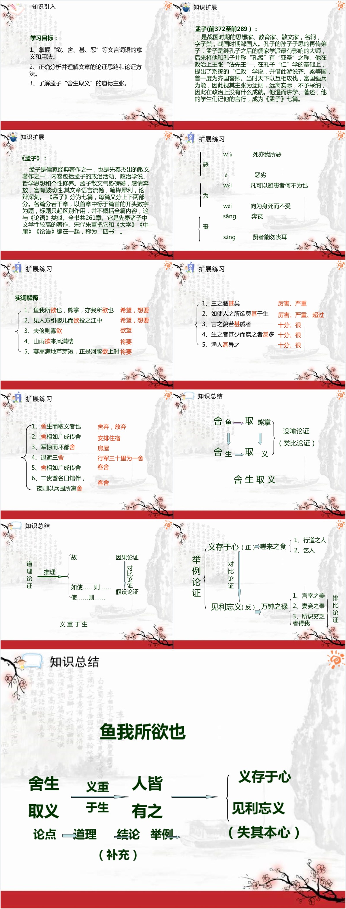 初三下册语文第九课鱼我所欲也PPT课件完美版 初三下册语文第九课鱼我所欲也PPT课件完美版