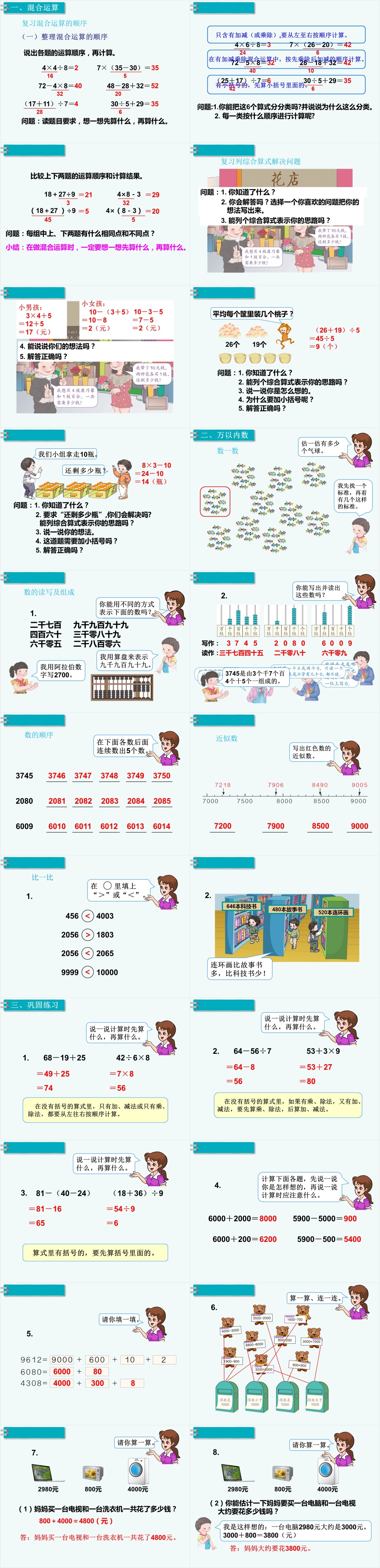 混合运算、万以内数的认识总复习PPT课件 混合运算、万以内数的认识总复习PPT课件