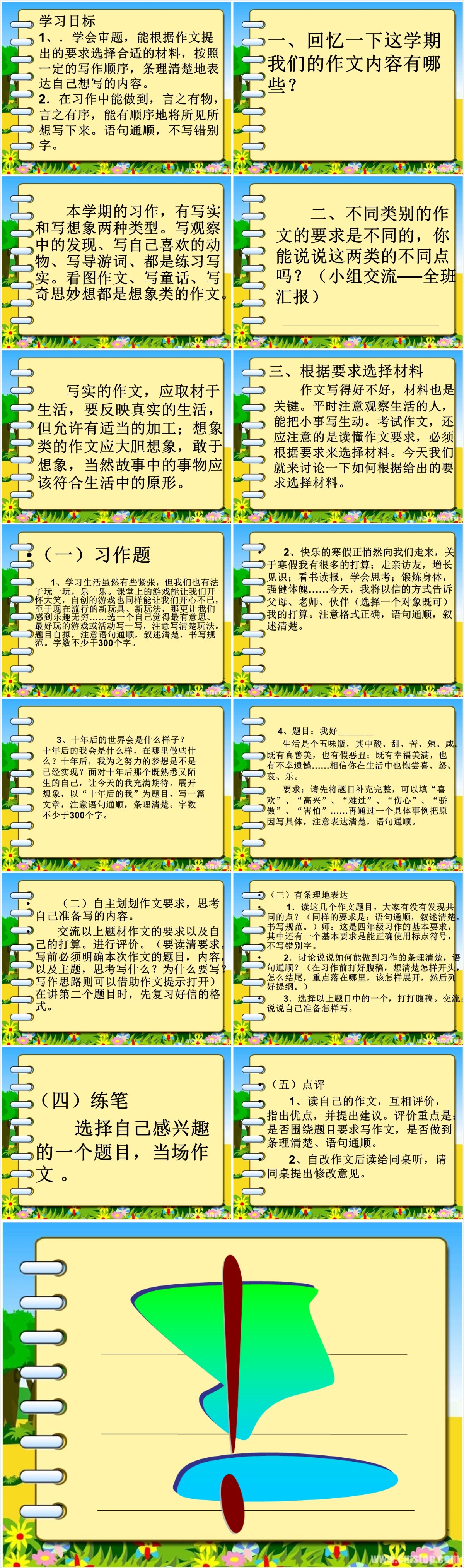 人教版四年级上册作文复习PPT课件 人教版四年级上册作文复习PPT课件