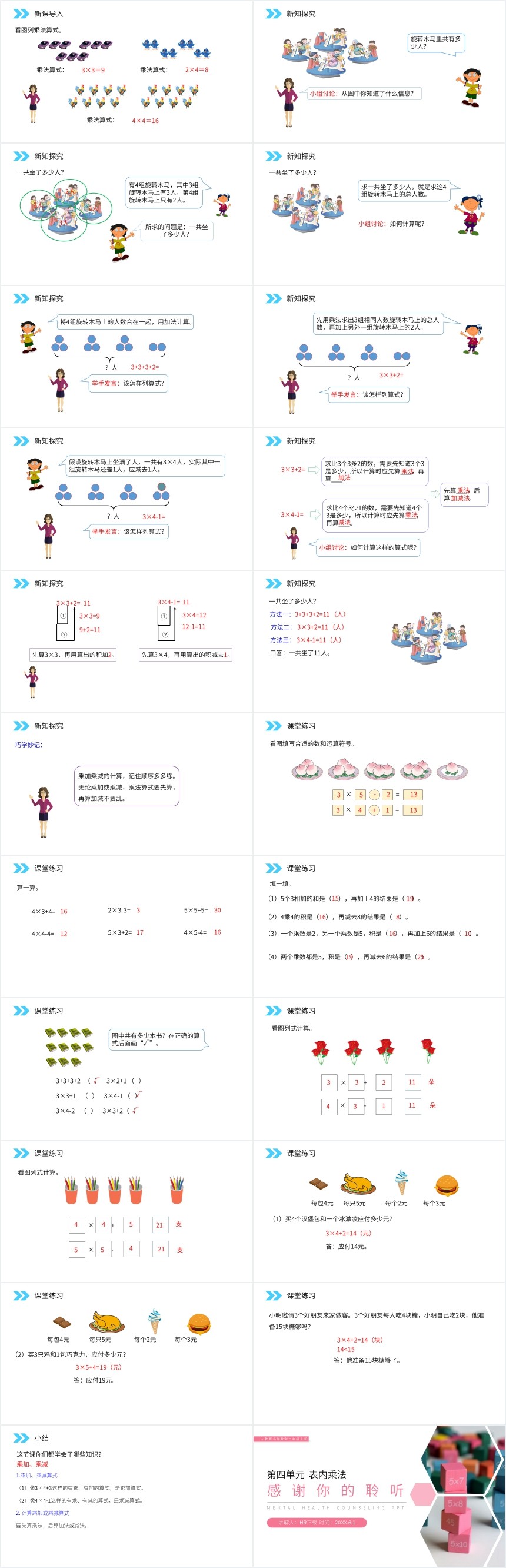 人教版二年级上册数学乘加、乘减教学PPT课件 人教版二年级上册数学乘加、乘减教学PPT课件