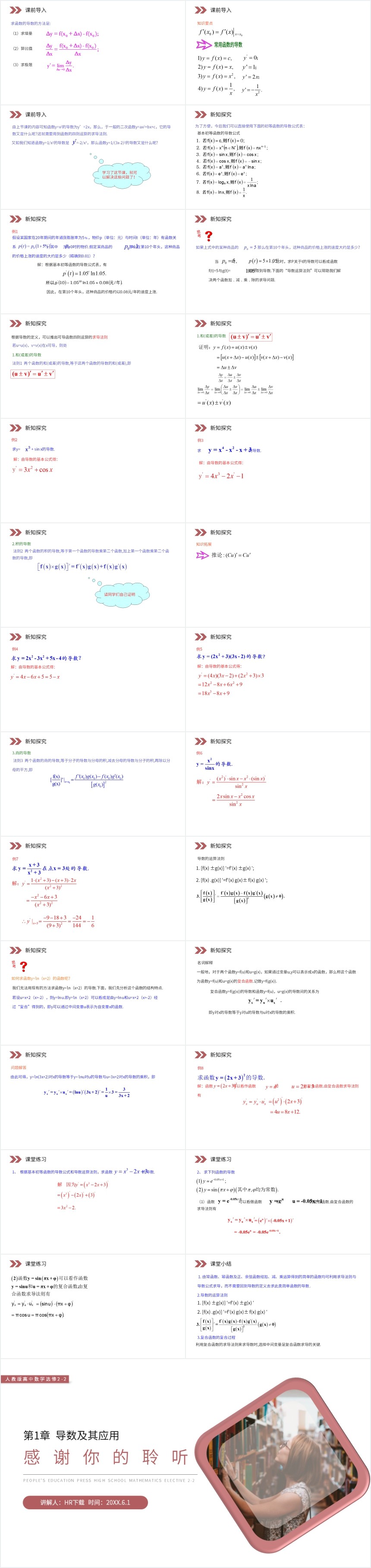 基本初等函数的导数公式及导数的运算法则PPT课件 基本初等函数的导数公式及导数的运算法则PPT课件